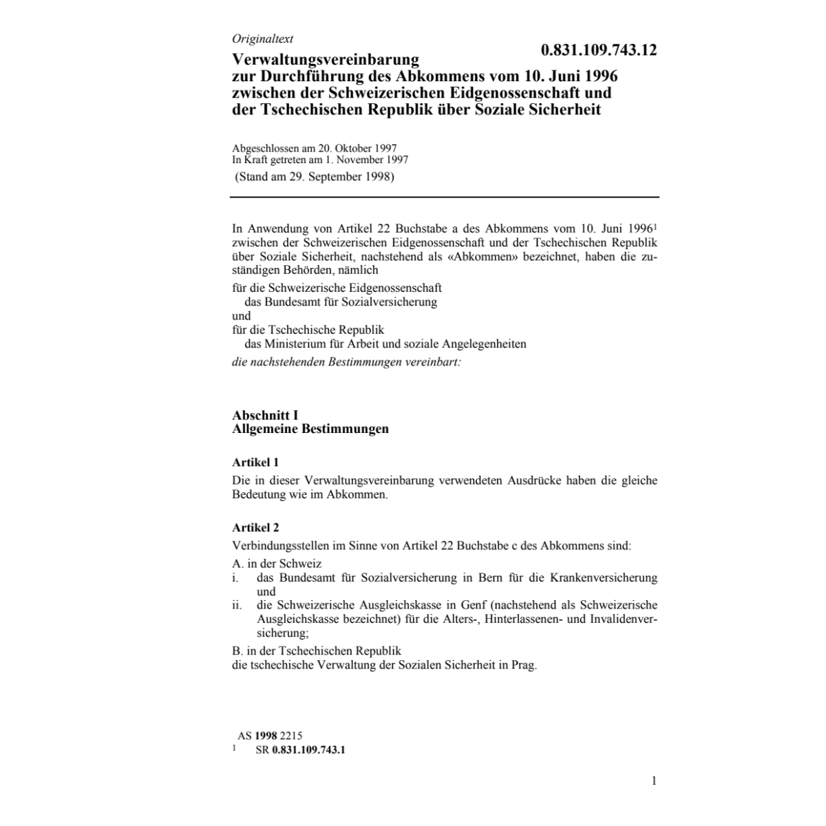 Verw. Ver. Abk. Tschechische Republik