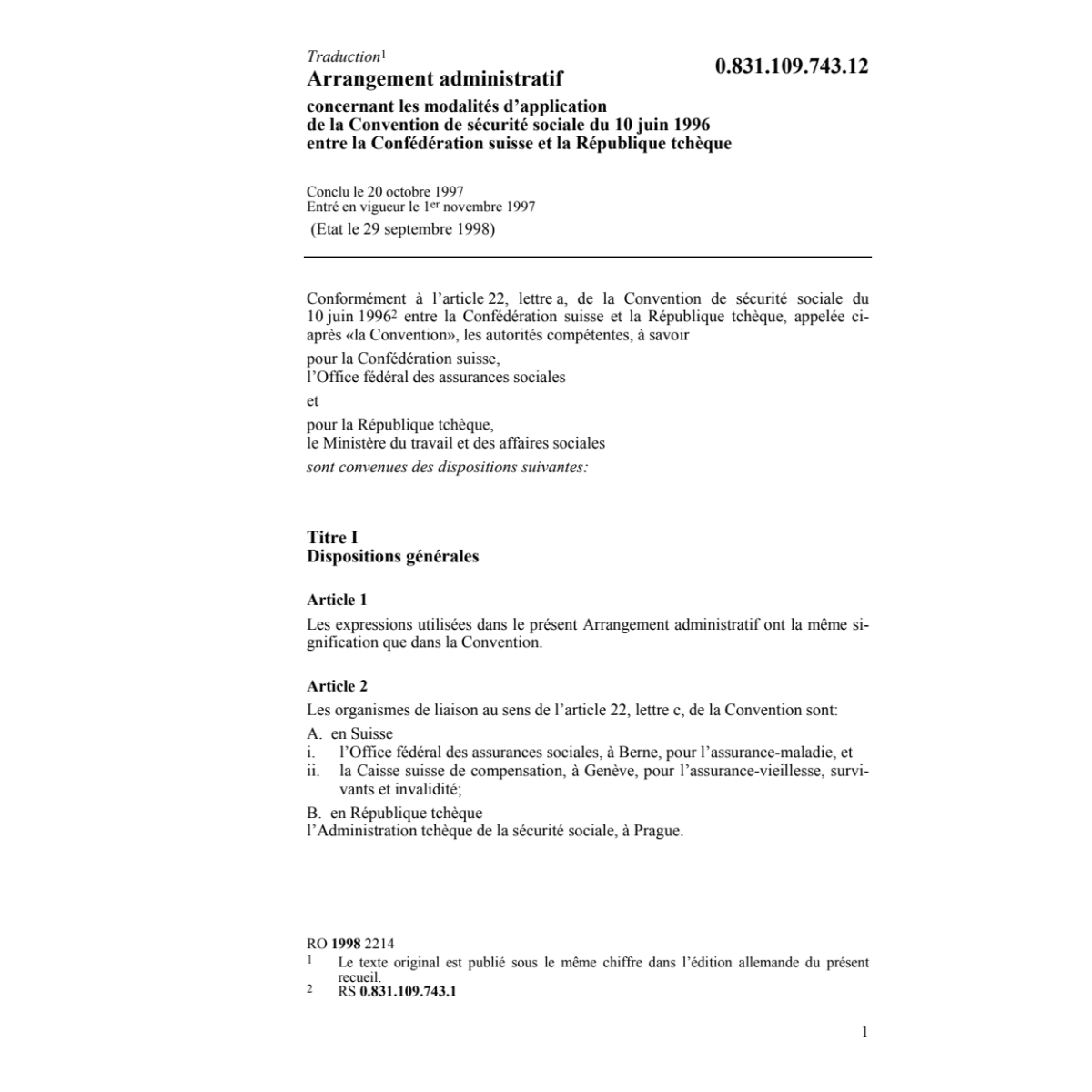Ar.adm. République tchèque, sécurité soc