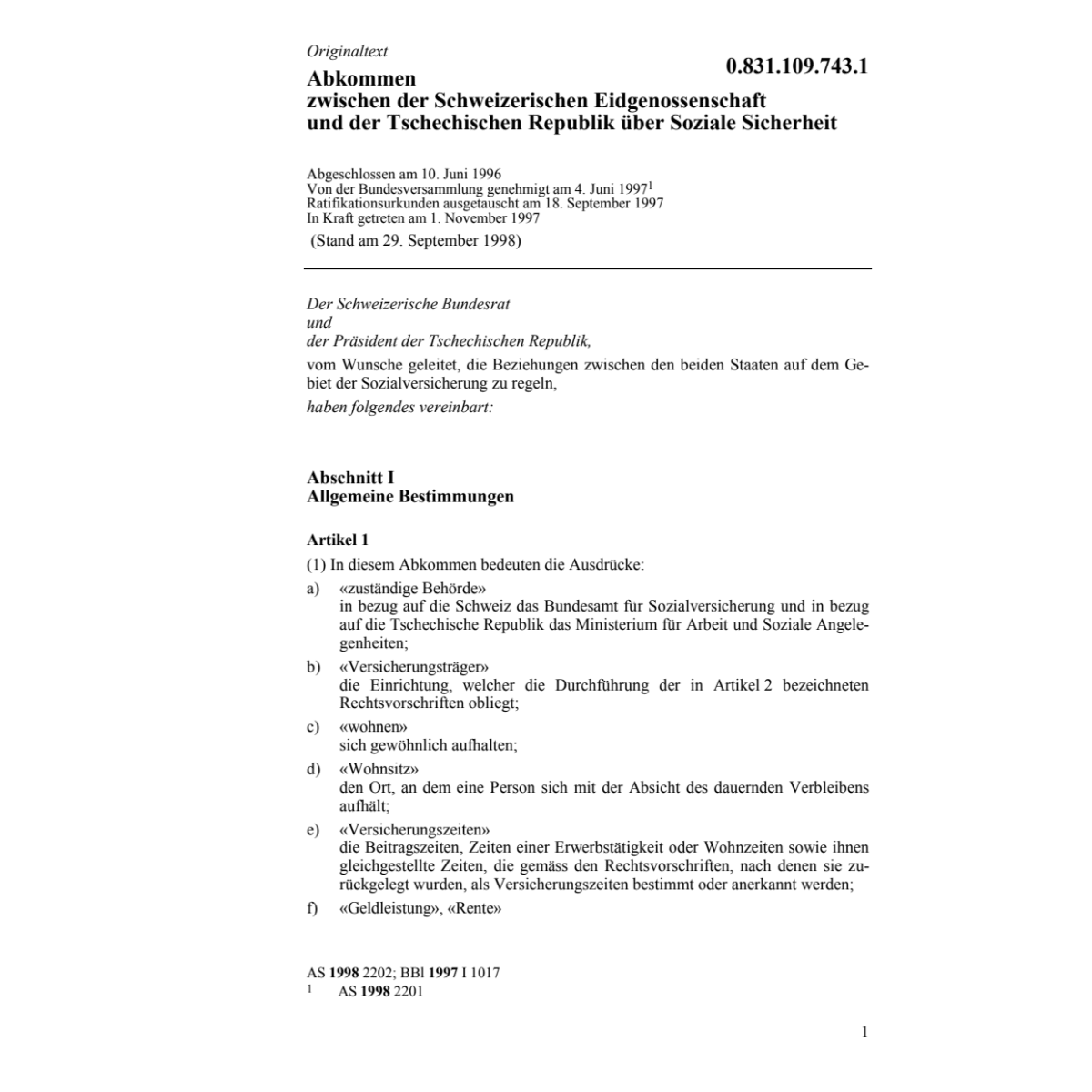 Abk. soz. Sicherheit, Tschechische Rep.