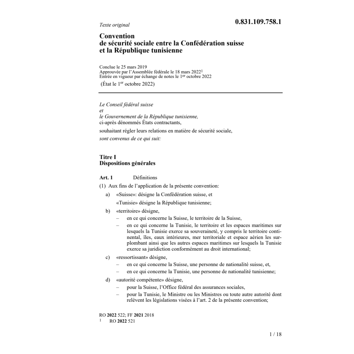 Conv. sécurité sociale tunisienne