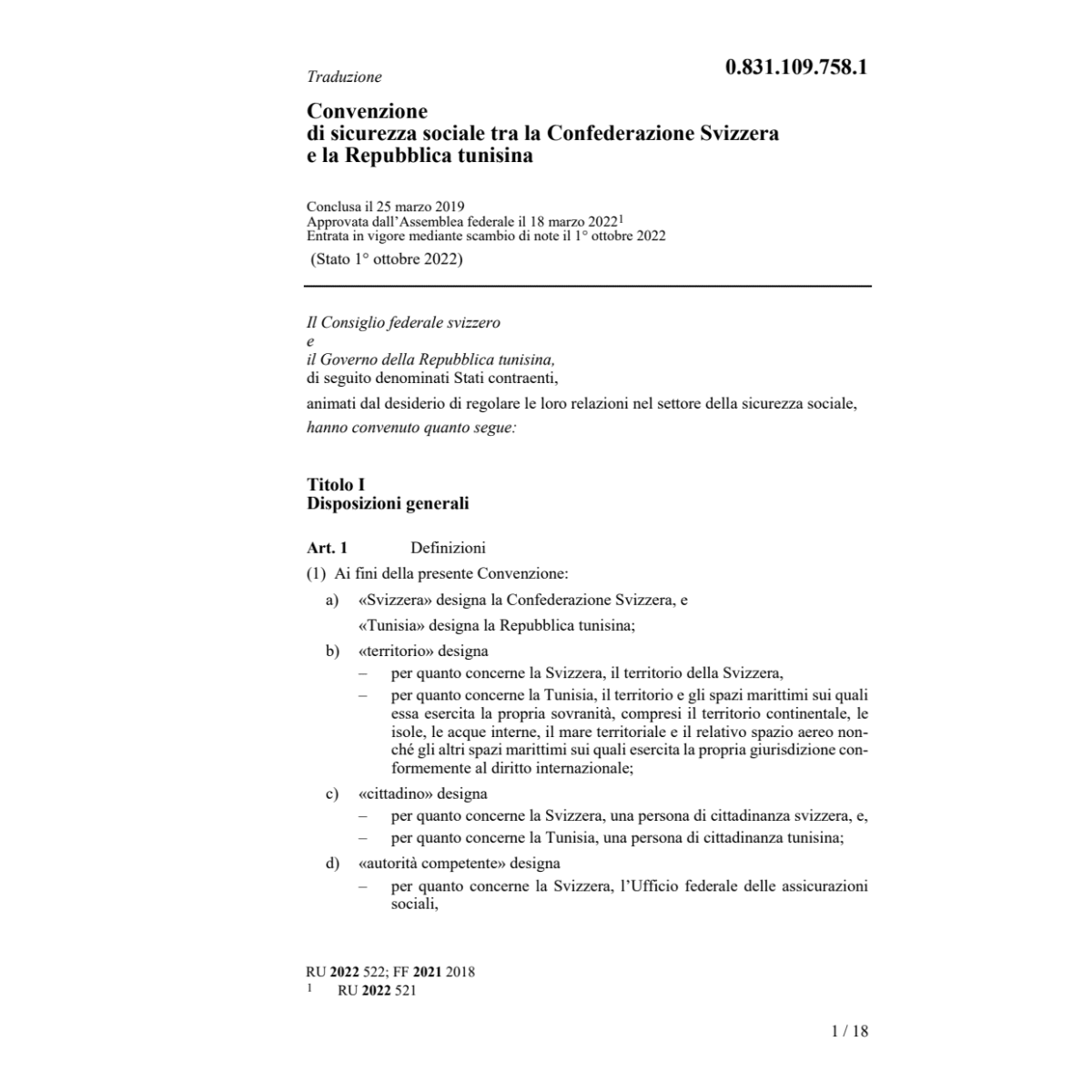 Conv. sicurezza sociale tunisina