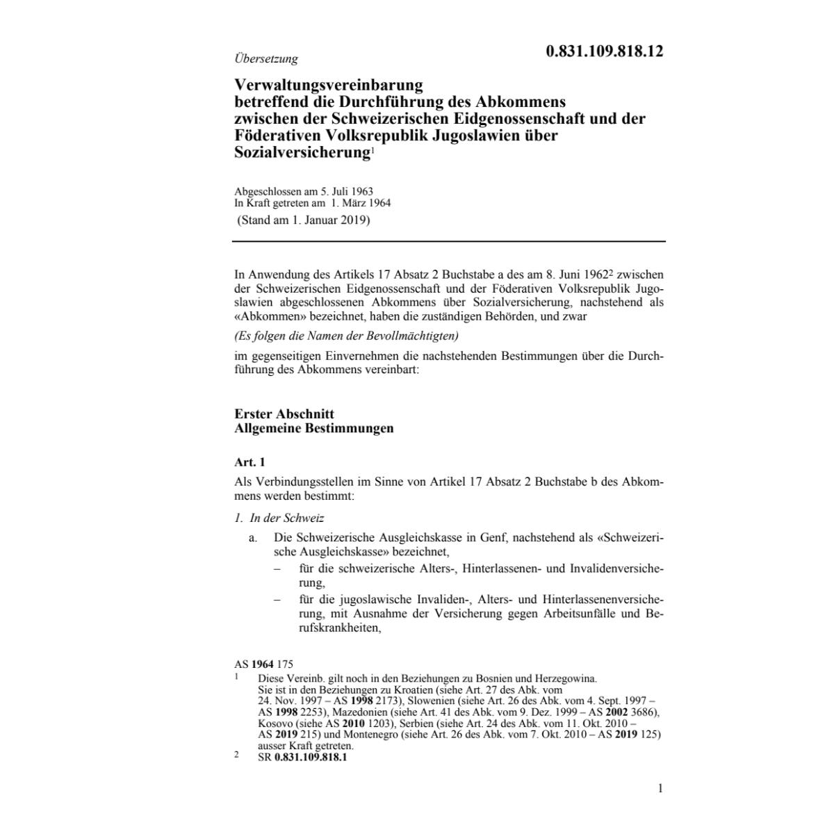Verw.vereinb. Jugoslawien, Sozialvers.