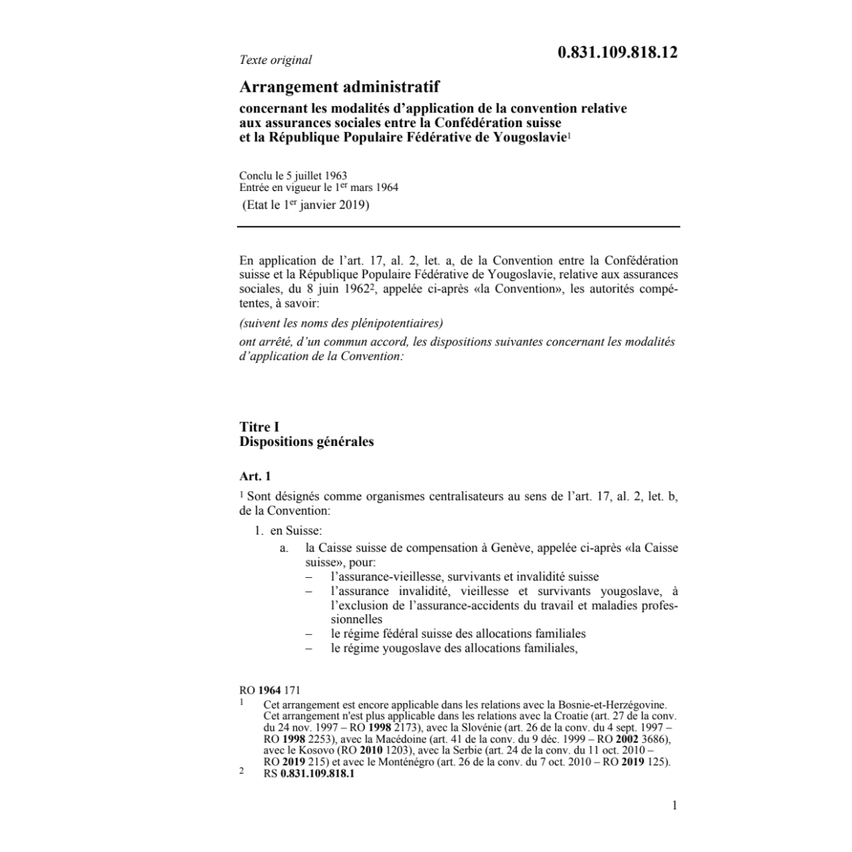 Ar.adm. Yougoslavie, assurances sociales
