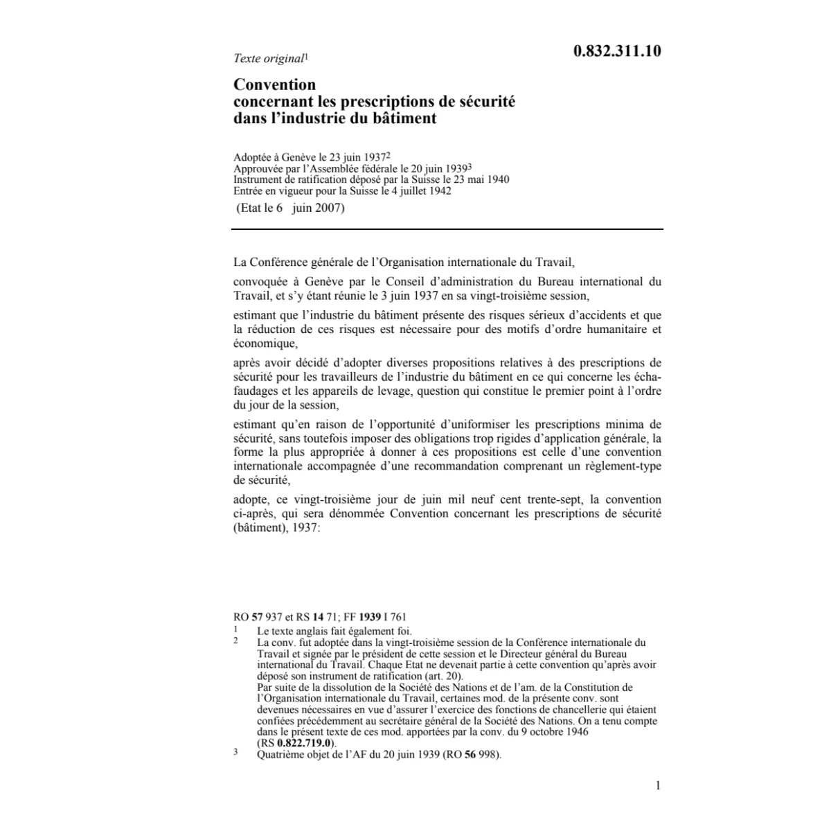 Conv. prescriptions de sécurité