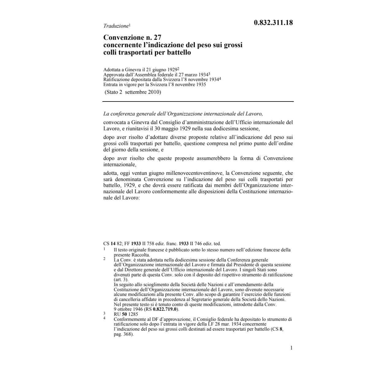 Conv. indicazione del peso/colli grossi