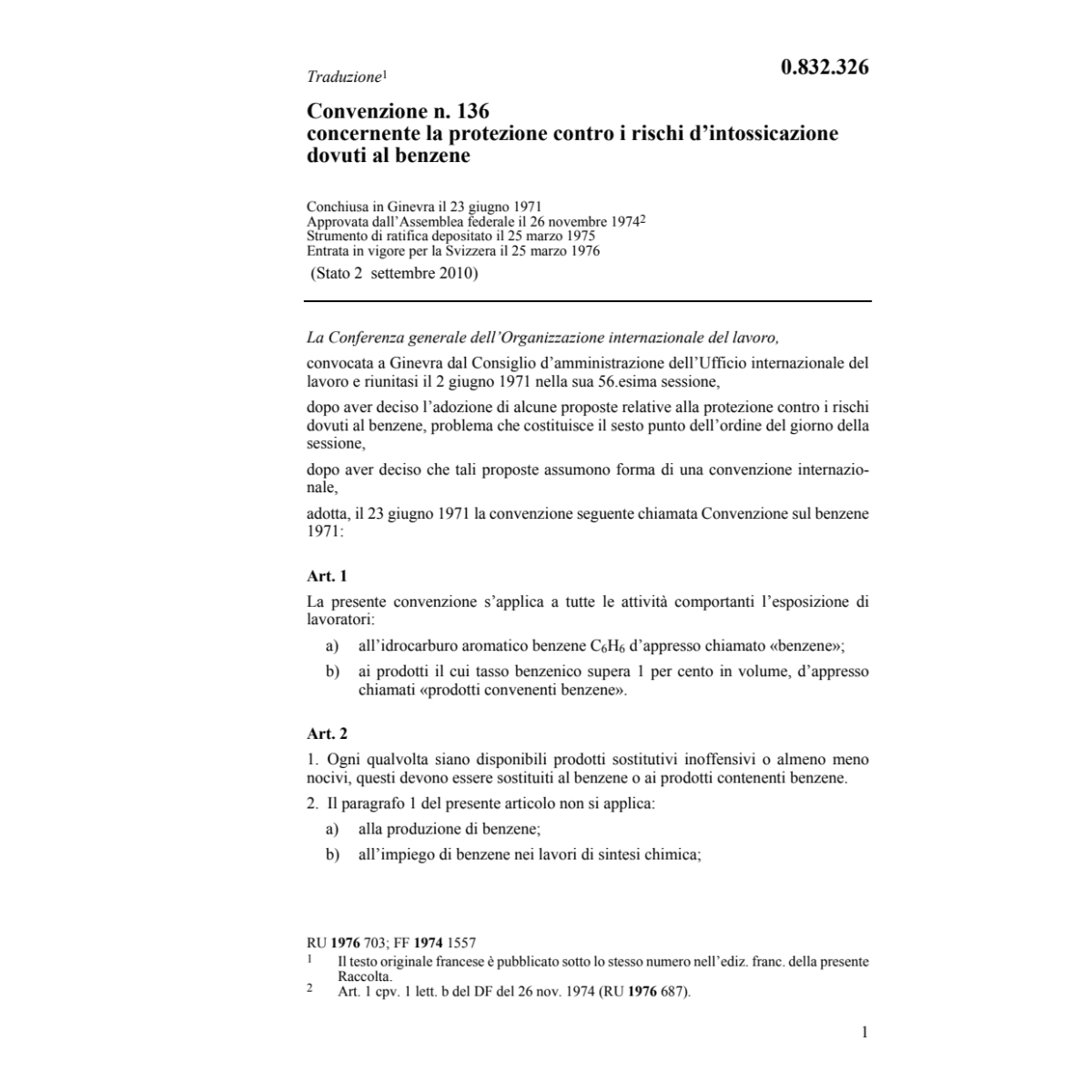 Conv. intossicazione dovuti al benzene