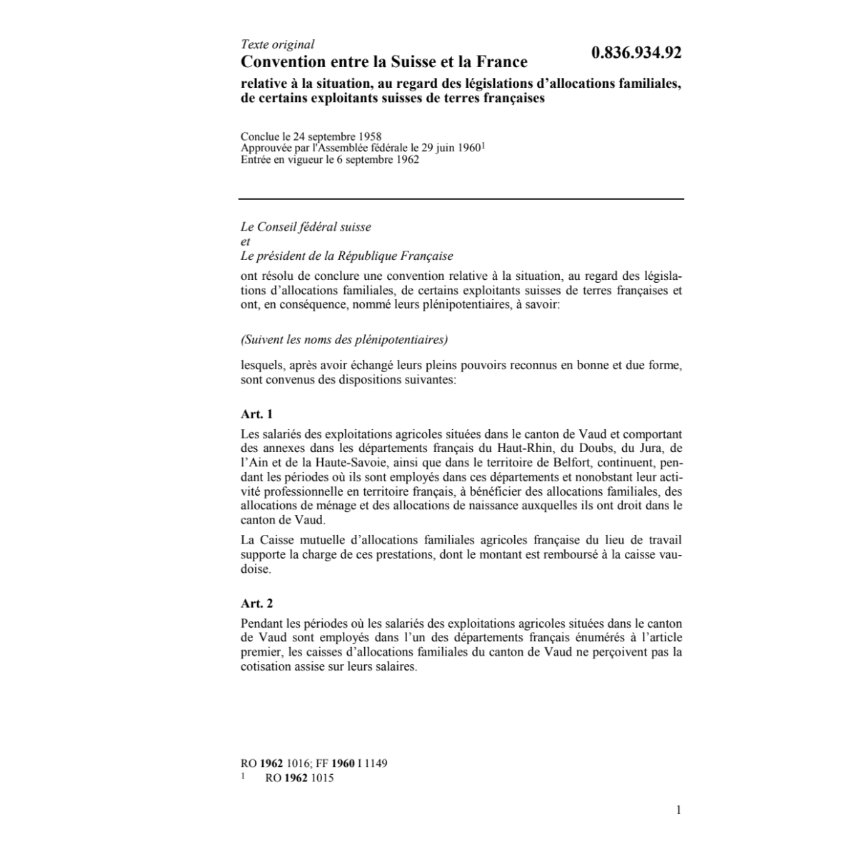 Conv. France, exploitants terres franç.