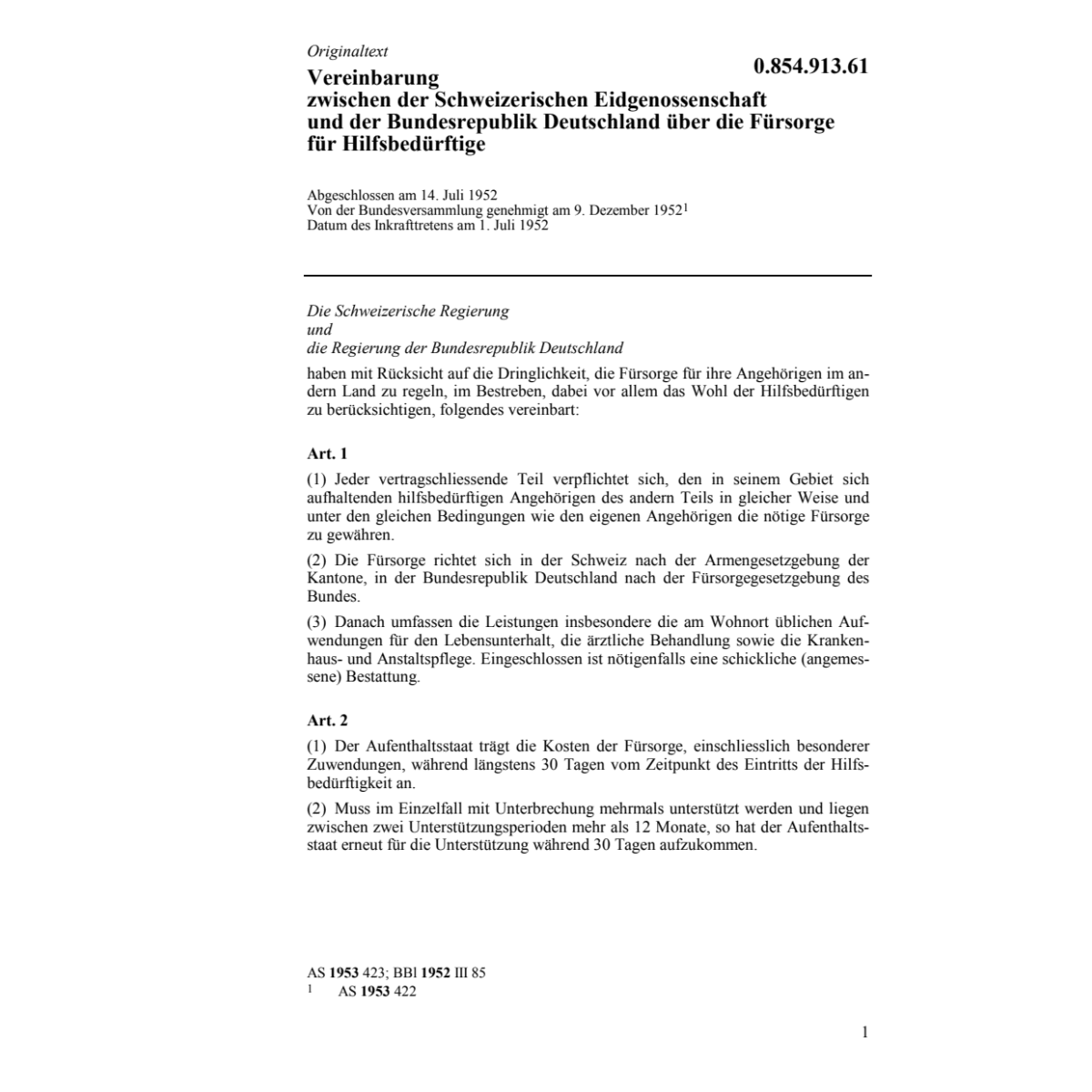 Ver. Deutschland Fürsorge Hilfsbedürftig