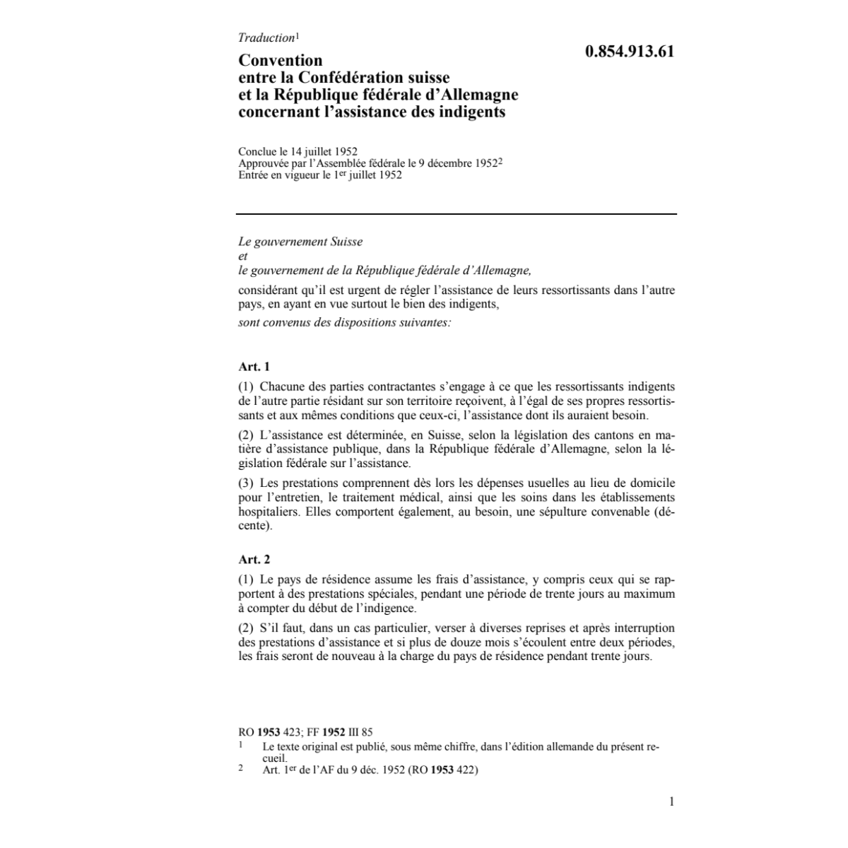 Conv. Allemagne assistance des indigents