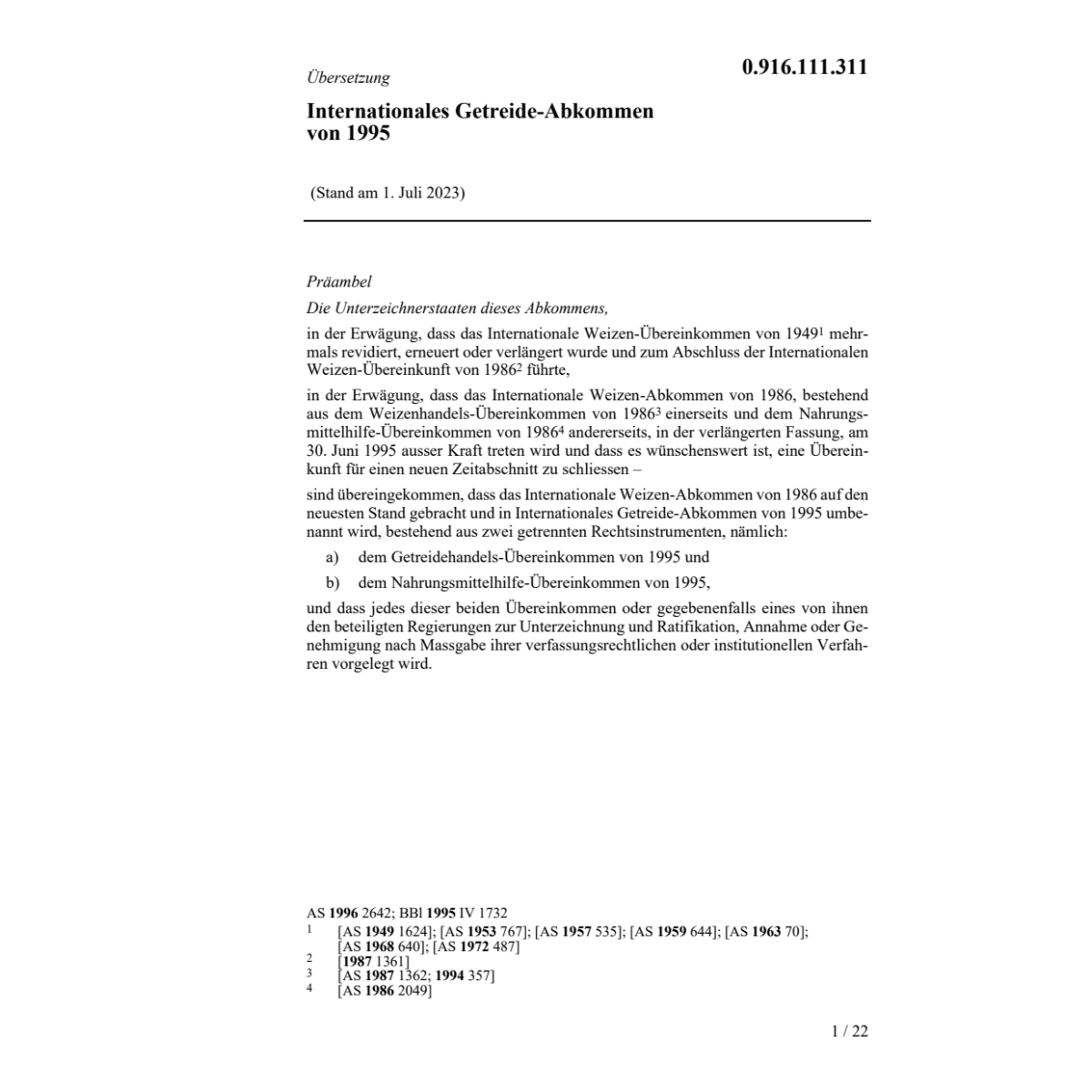 Internationales Getreideabkommen 1995
