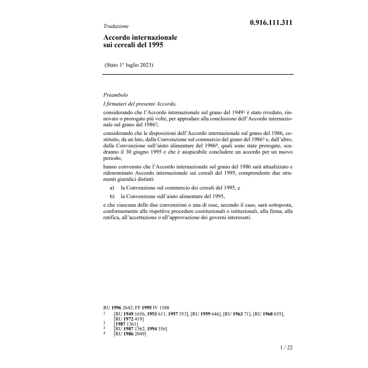 Accordo internazionale sui cereali 1995