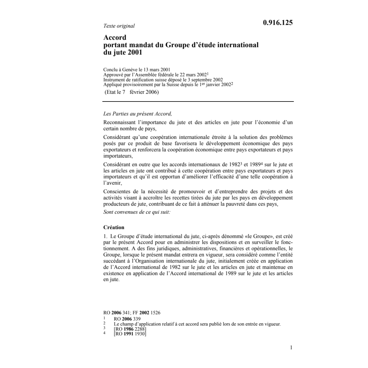 Accord international sur le jute 1989