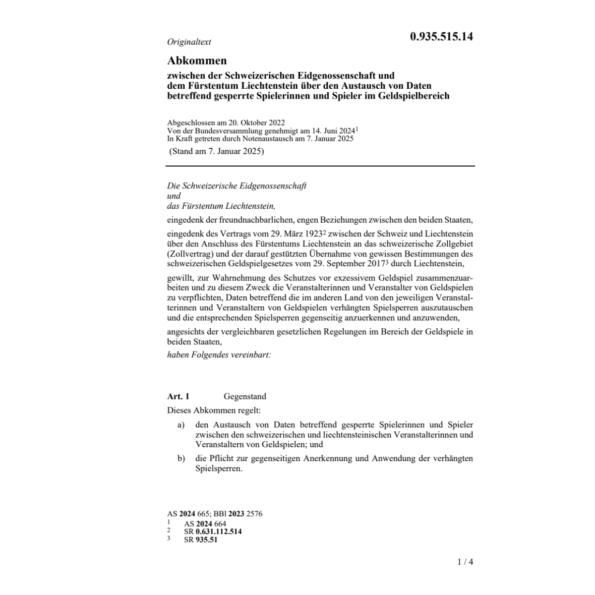 Abk. Liechtenstein Geldspielbereich