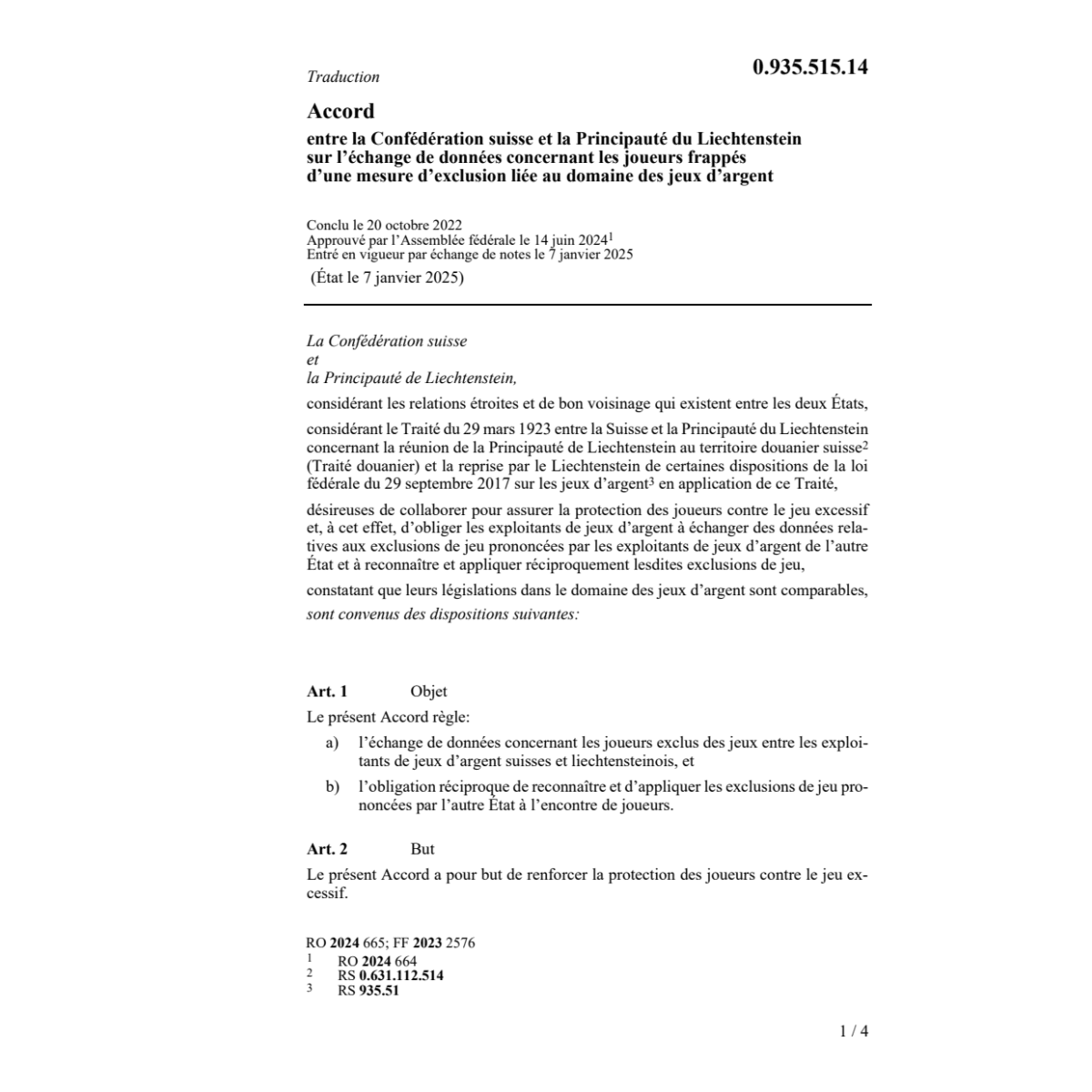 Ac. Liechtenstein jeux d’argent