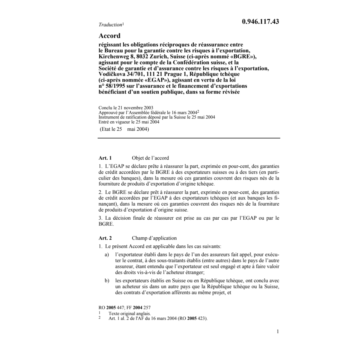 Acc.réciproques réassurance BGRE