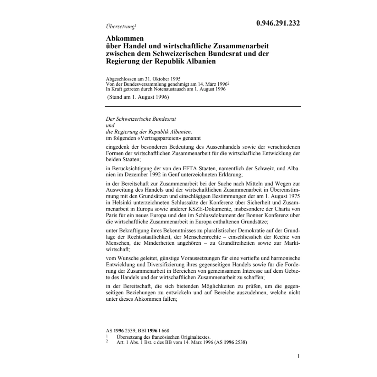 Abk Albanien Handel/Zusammenarbeit