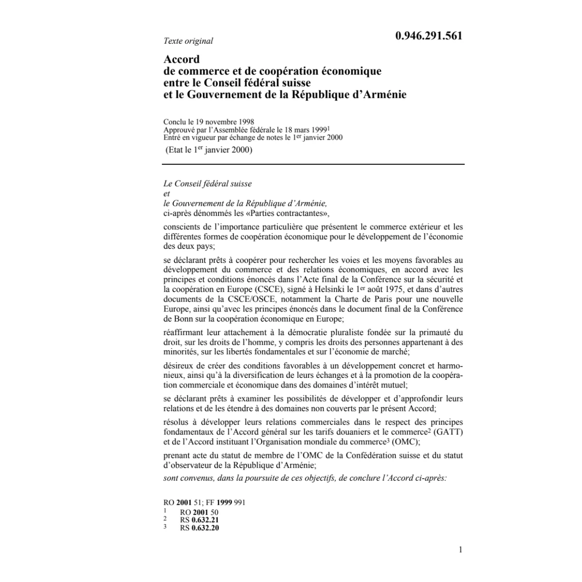 Acc Arménie de commerce et coopération