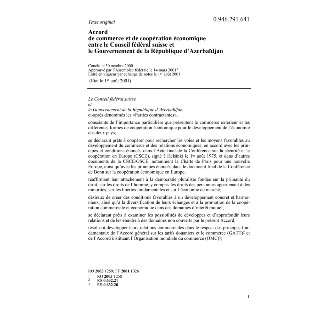 Acc. CH-Azerbaidjan commerce