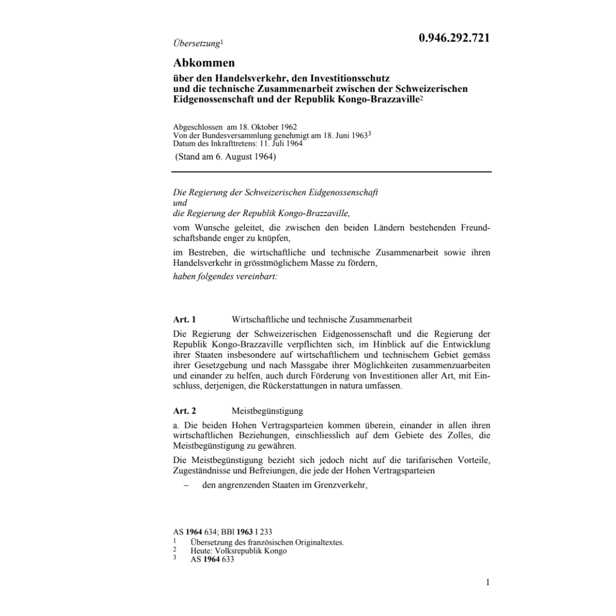Handelsverkehrsabk Kongo-Brazzaville