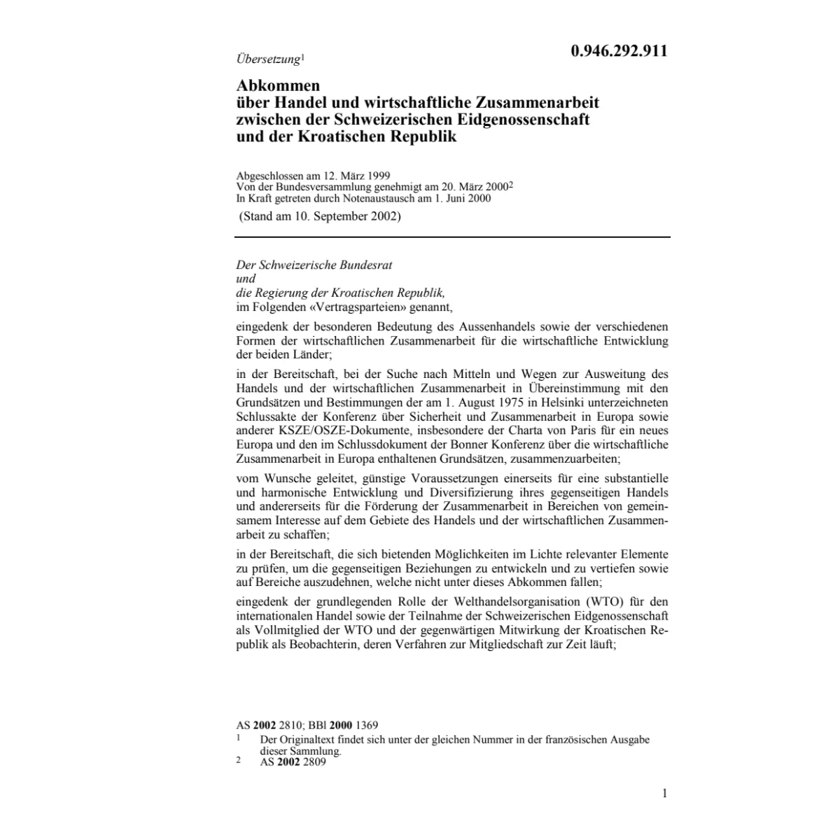 Abk. Handel Kroatische Republik