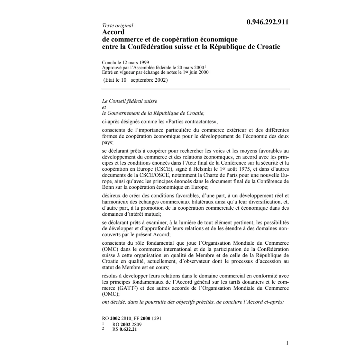 Acc. Commerce économique. Croatie