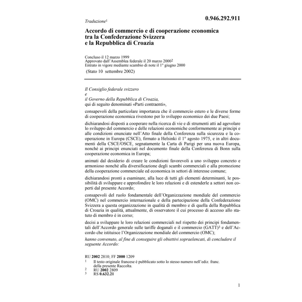 Acc. commercio economica Croazia