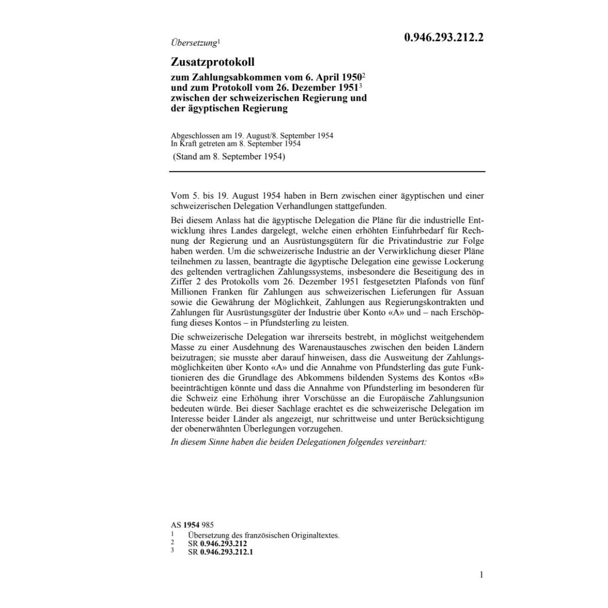 Zusatzprot. Zahlungsabk Aegypten