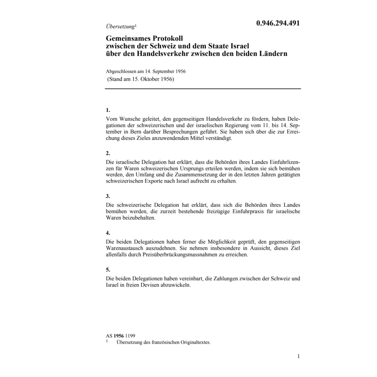 Handelsverkehrsprot. Israel