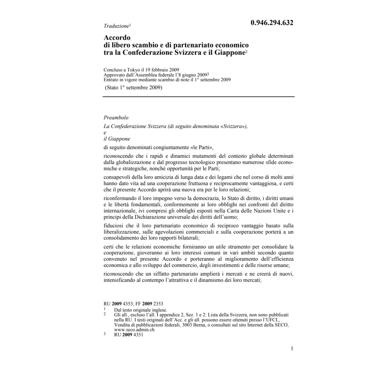 Acc. libero scambio CH-Giappone