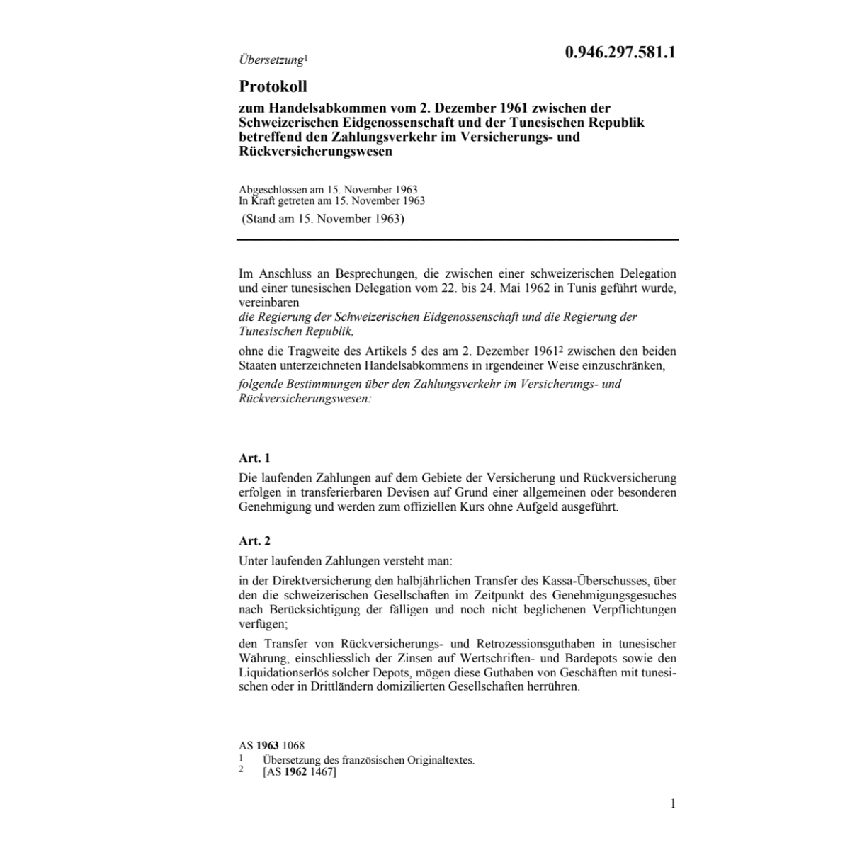 Prot. zu Handelsabk Tunesien