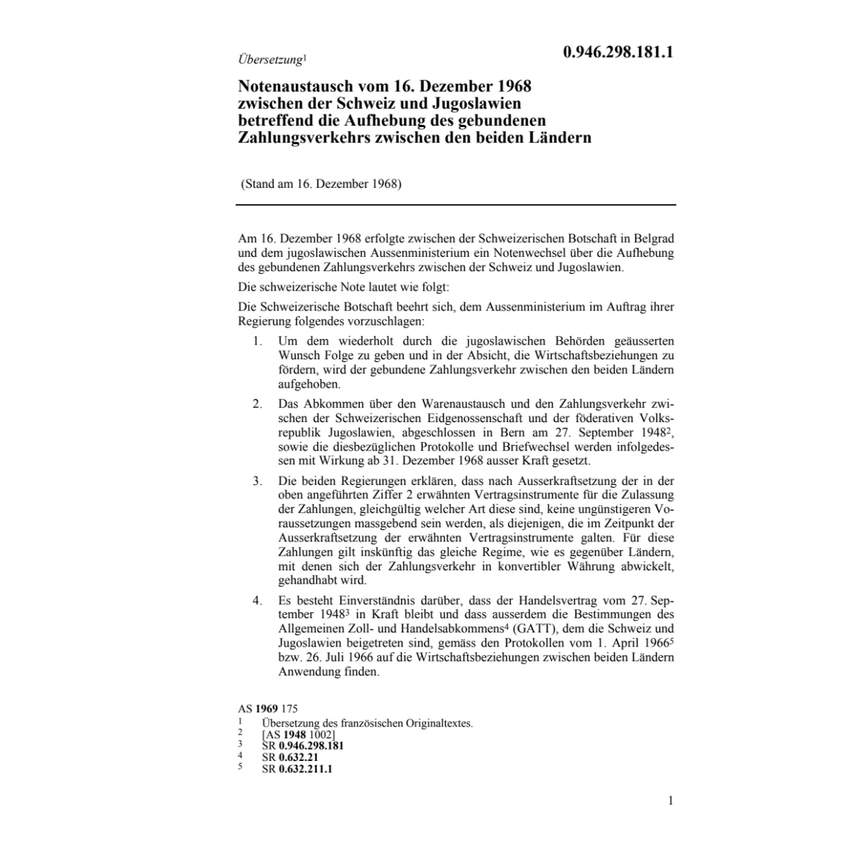 Notenaustausch Jugoslawien