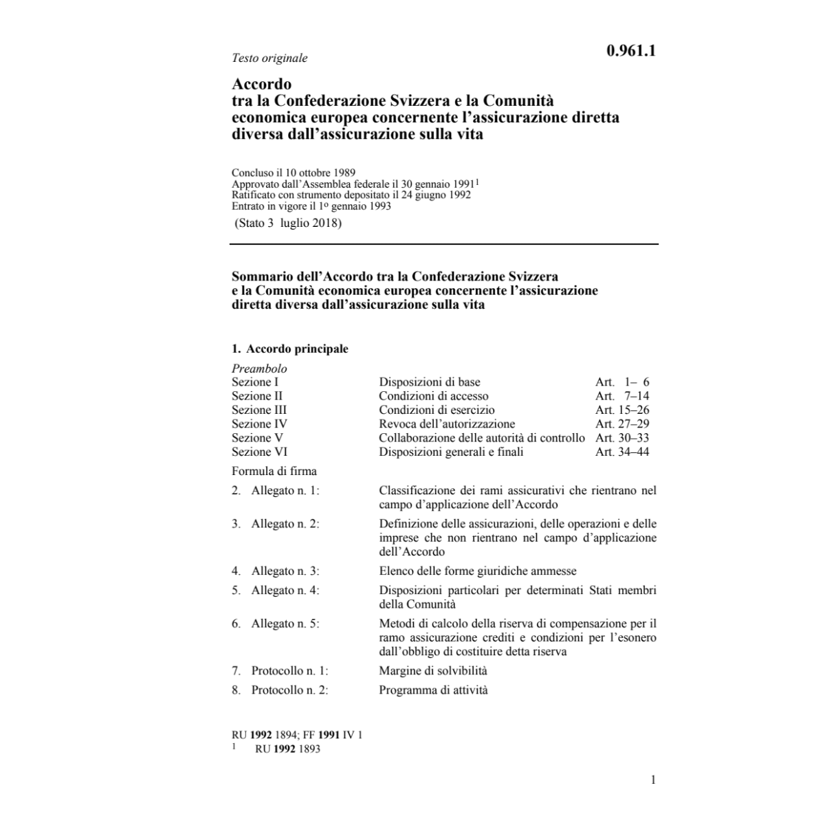 Acc. CEE assicurazione diretta