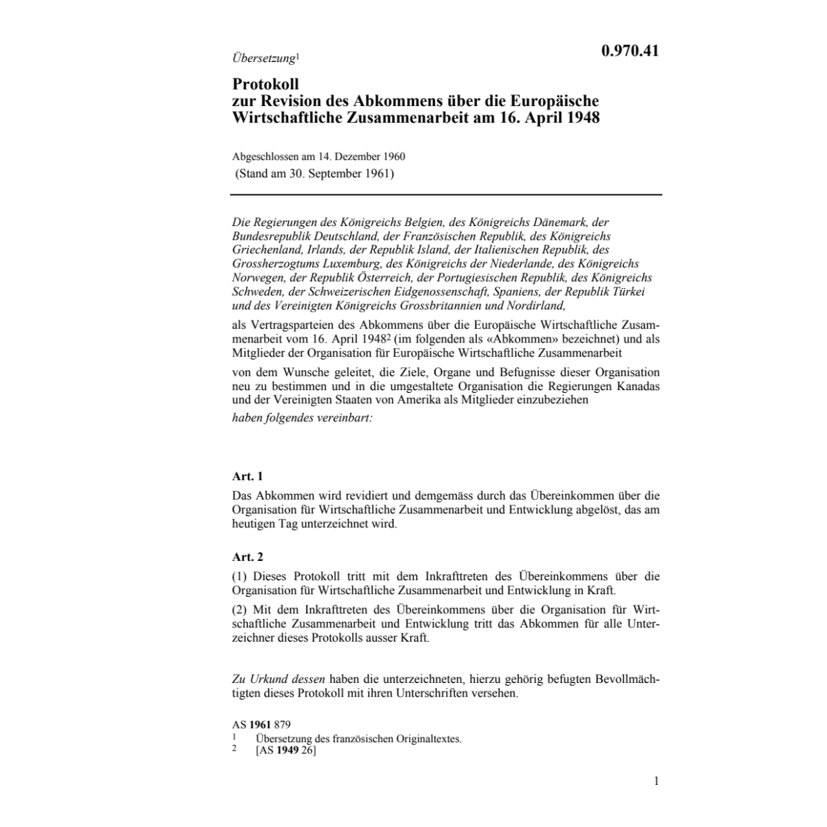 Prot. Europäische wirt. Zusammenarbeit