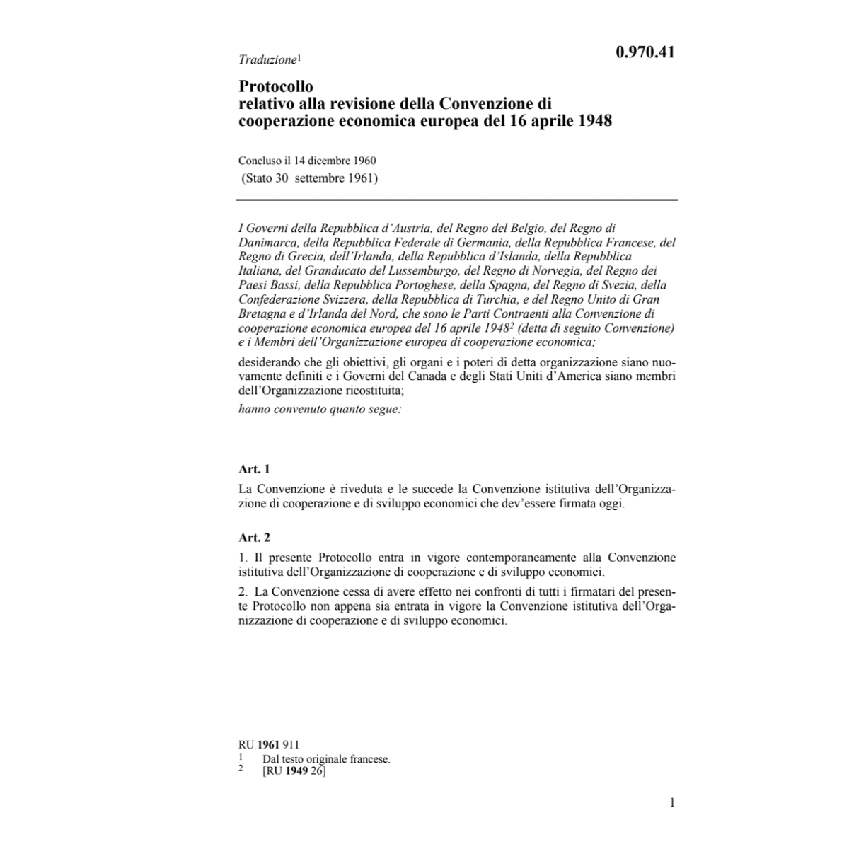 Prot. cooperazioone economica euopea
