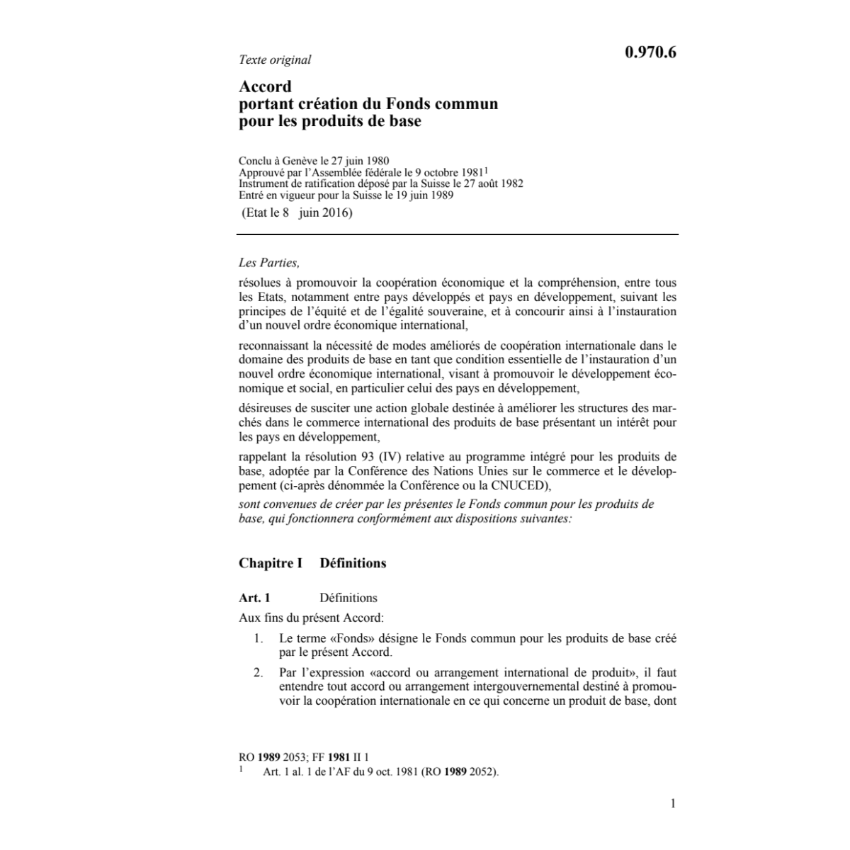 Ac. Fonds commun pour produits de base