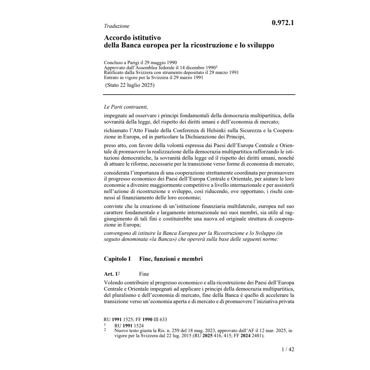Acc. istitutivo della Banca europea