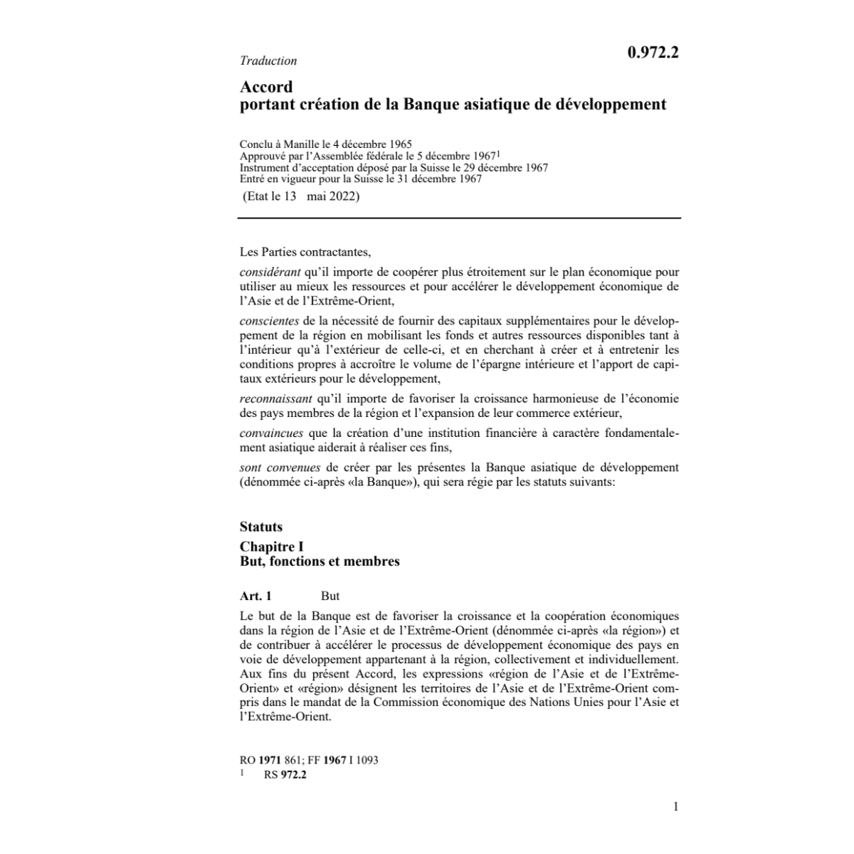 Ac. création Banque asiatique développ.