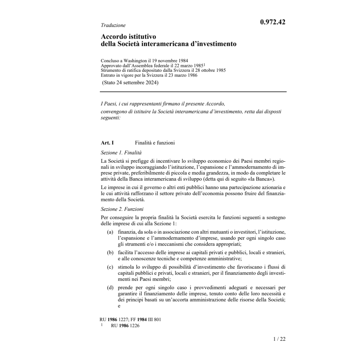 Acc. Soc. interamericana d'investimento