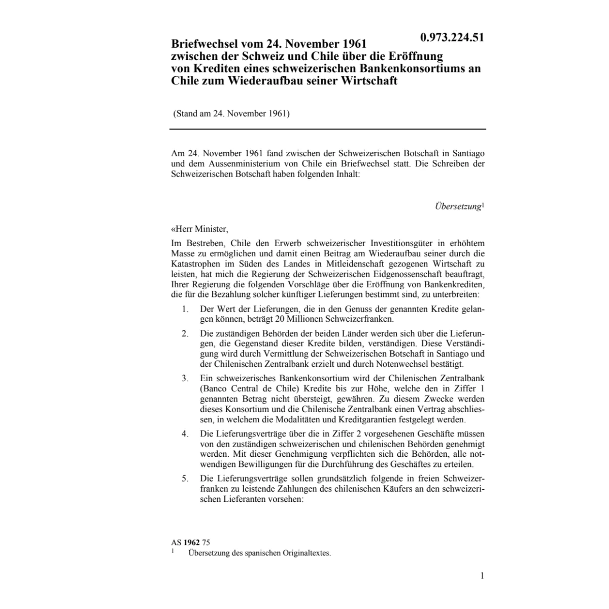 Briefw. Chile Wirtschaftskredite