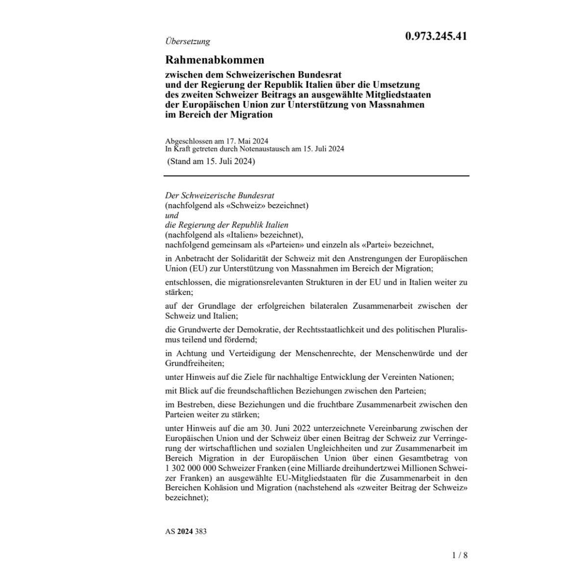 Rahmenabk 17.05.2024 Schweiz. Br Italien