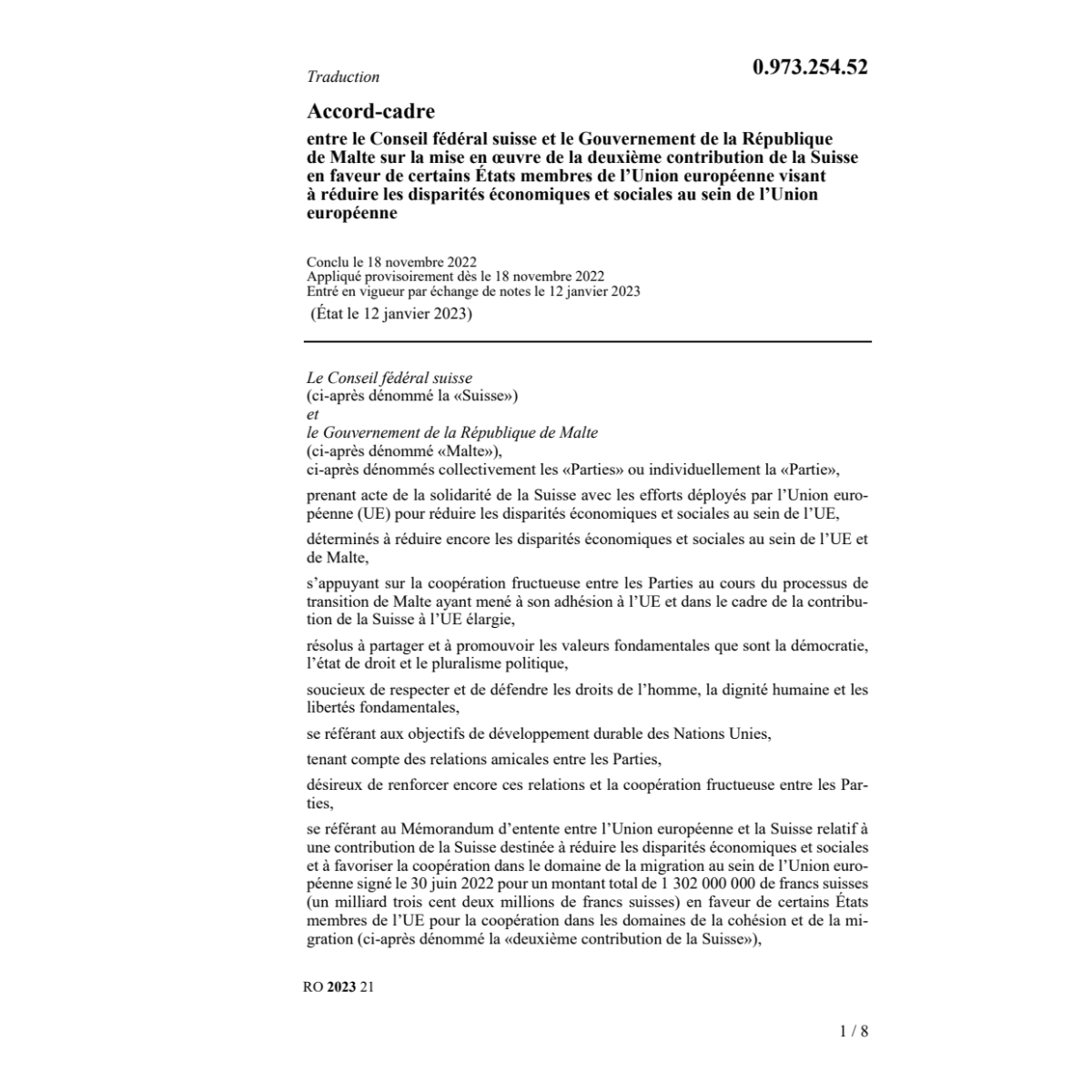 Ac.-cadre Malte contribution Suisse
