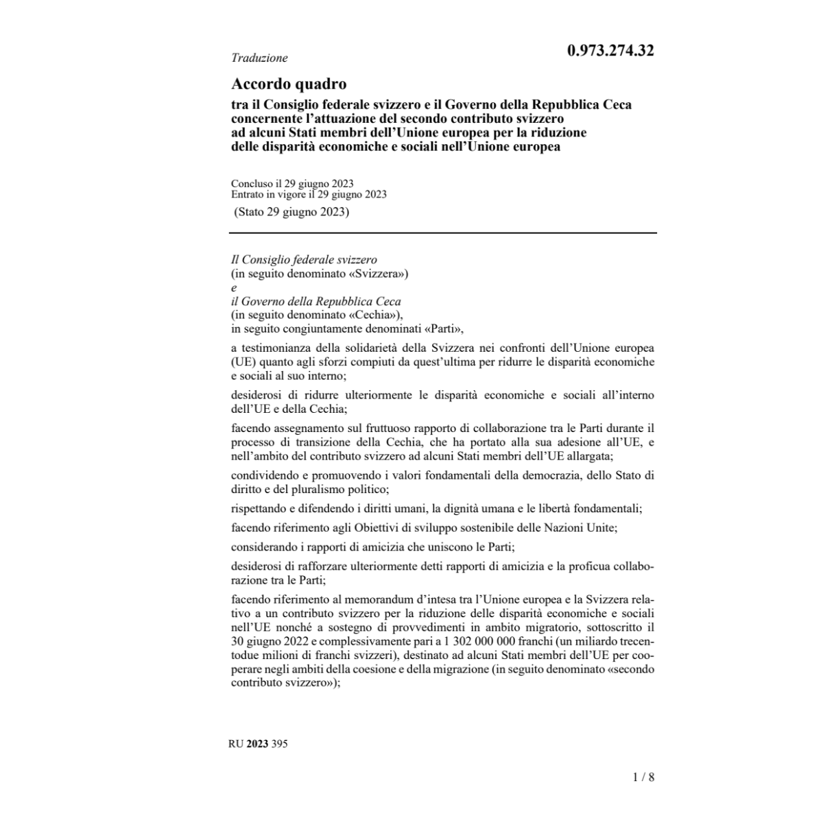 Ac. Cfs Governo Repubblica Ceca attuazio