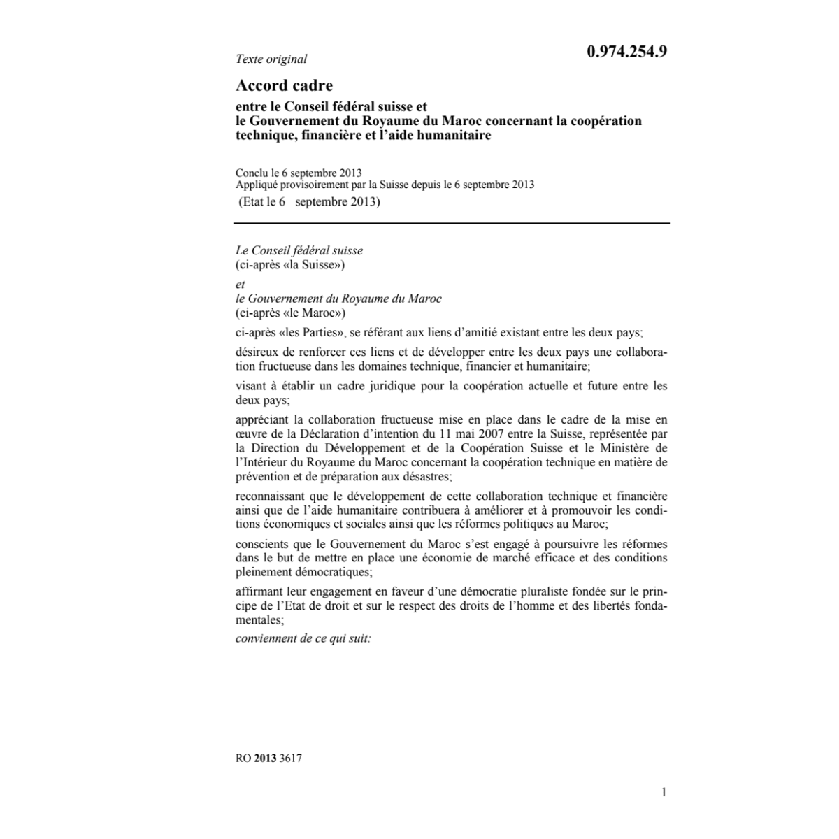 Acc. CH-Maroc coop. technique