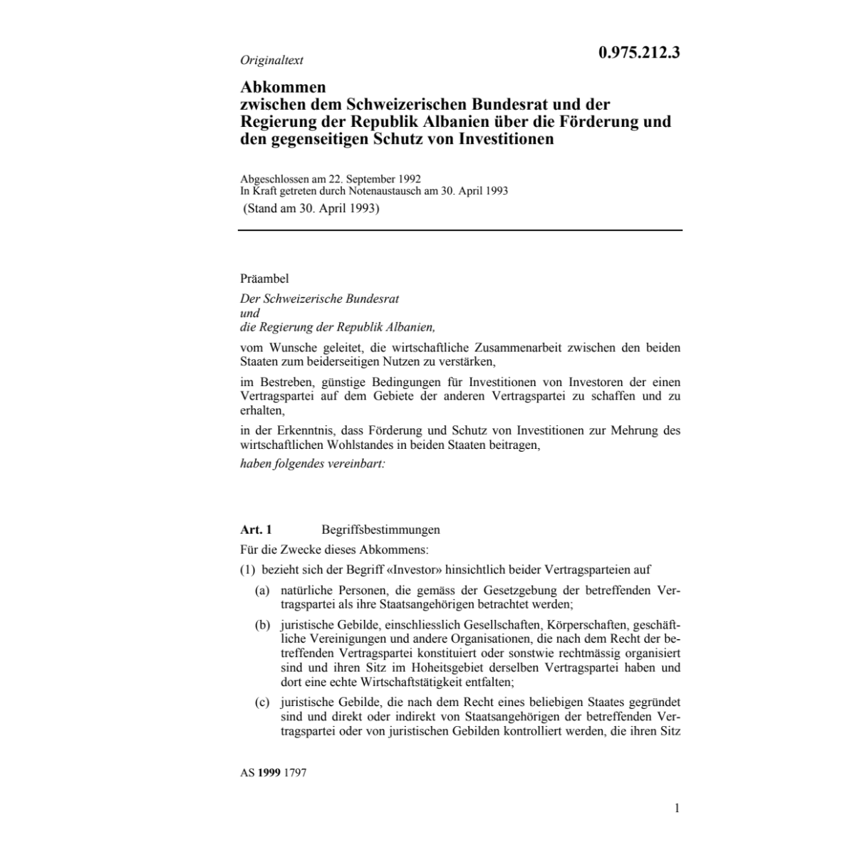 Abk Albanien Schutz von Investitionen