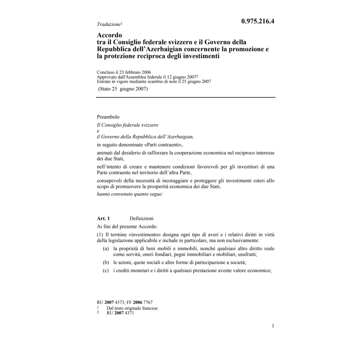 Acc.CH-Azerbaigian reciproca invest.