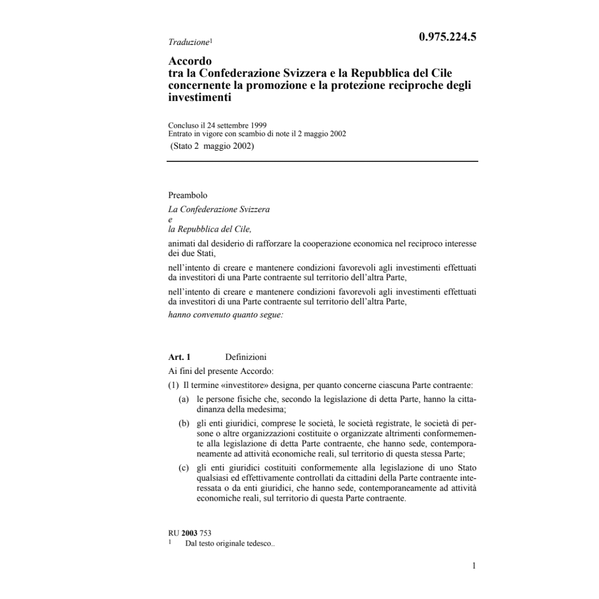 ACC CH-Cile Proezione investimenti