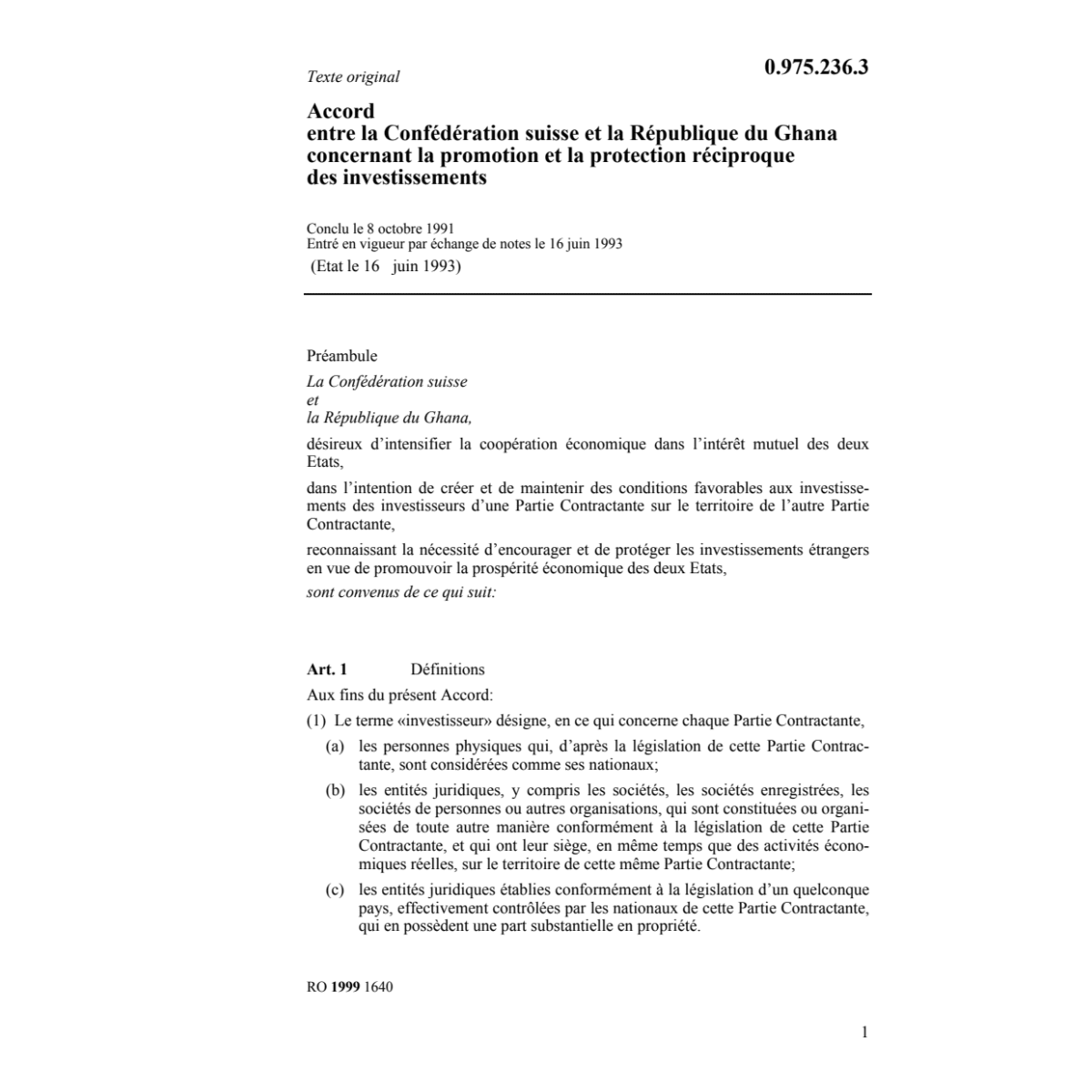 Accord Ghana réciproque investissements