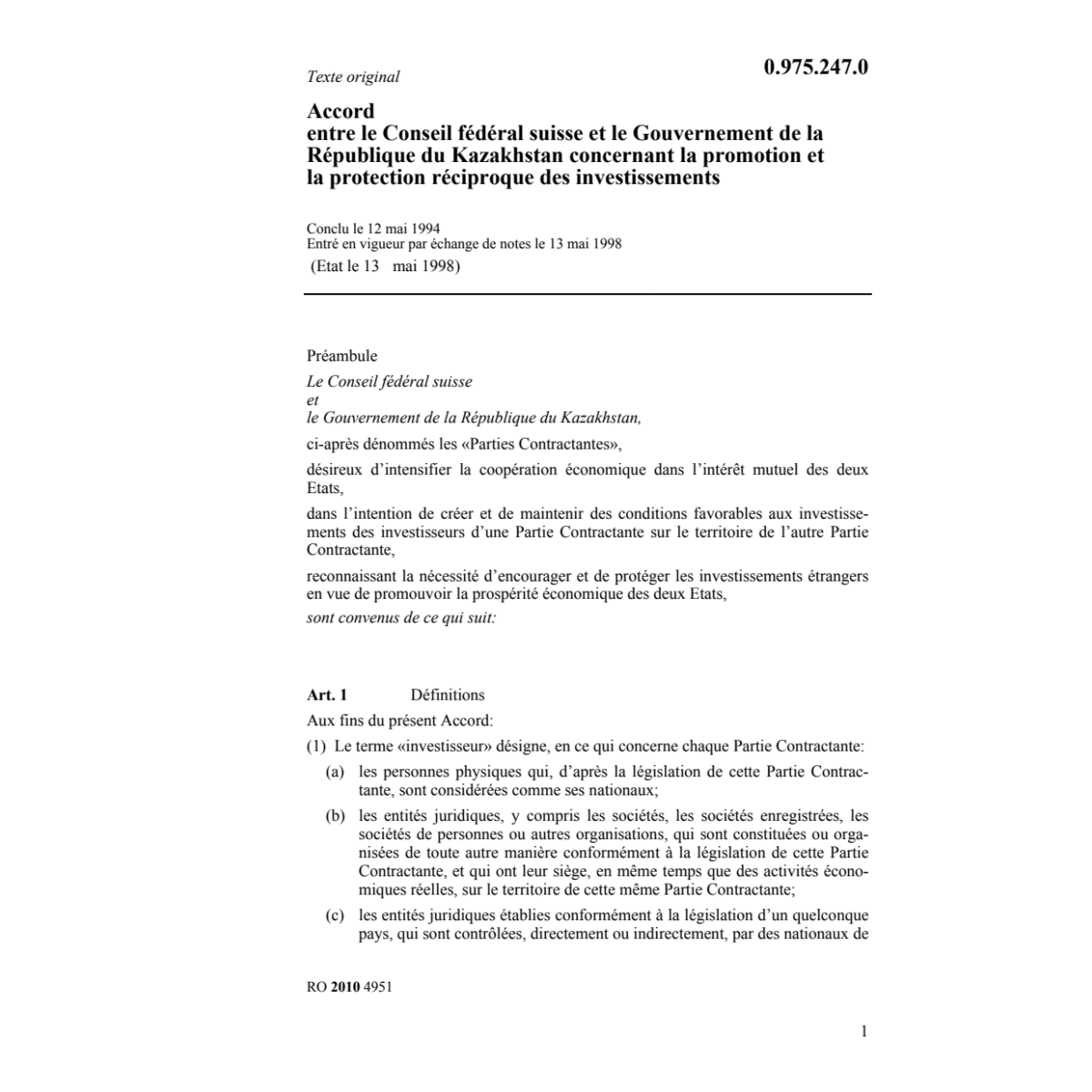 Acc. CH-Kazakhstan protection invest.