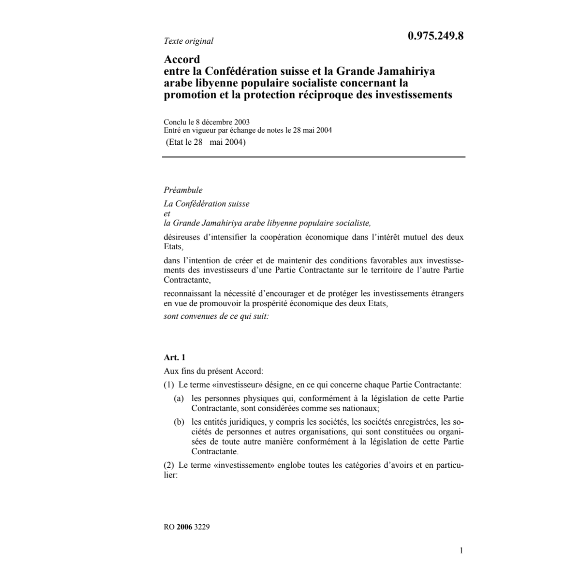 Acc.CH-Grande Jamahiriya investissements