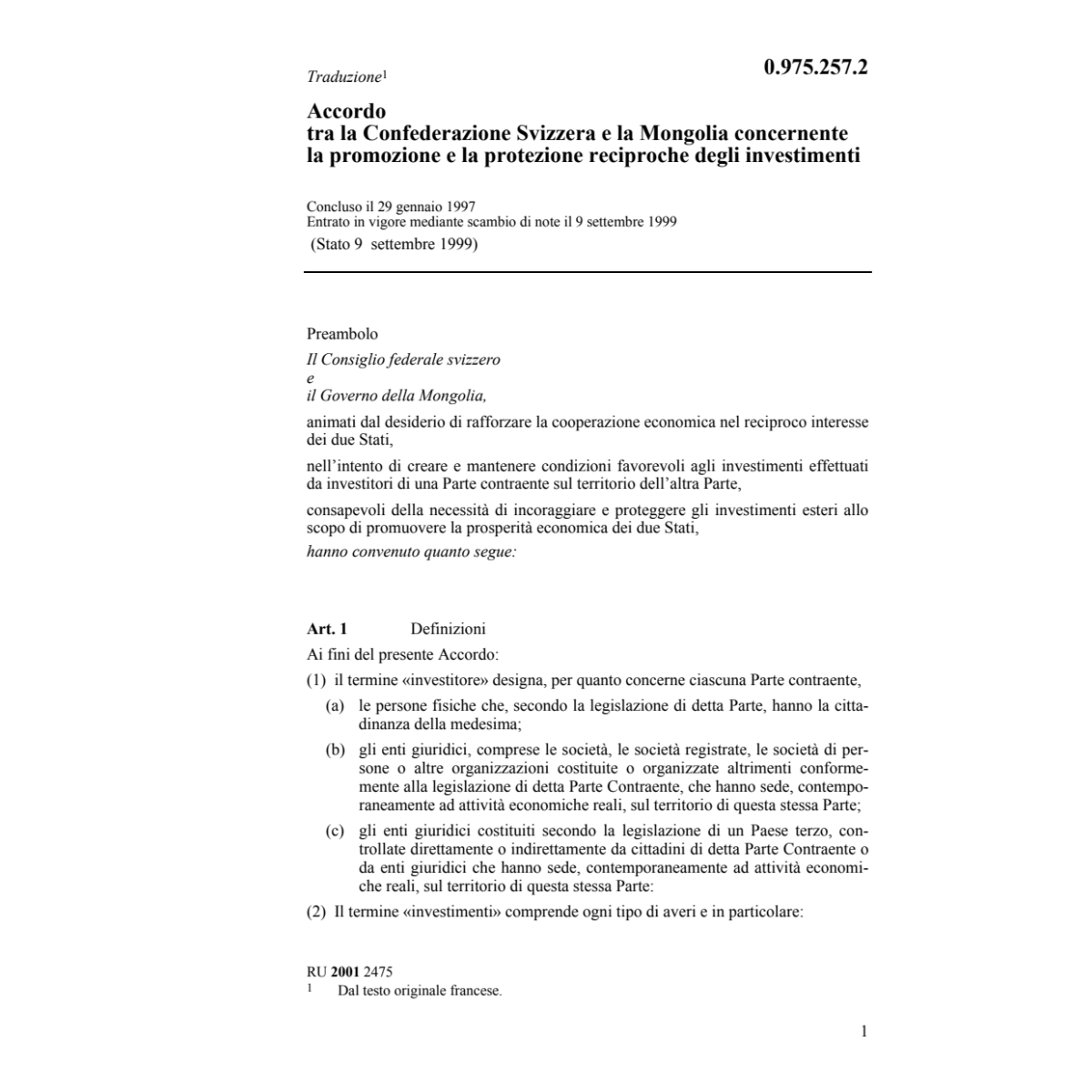Ac Mongolia protezione investimenti